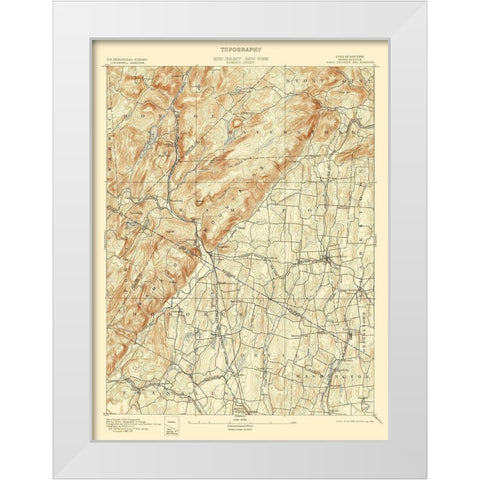 Ramapo New York New Jersey Quad - USGS 1893 White Modern Wood Framed Art Print by USGS