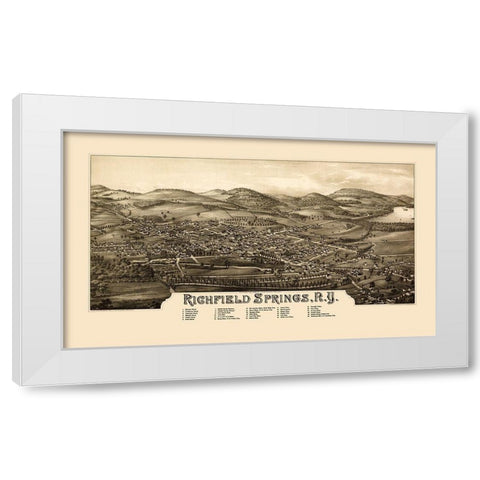 Richfield Springs New York - Burleigh 1885 White Modern Wood Framed Art Print by Burleigh