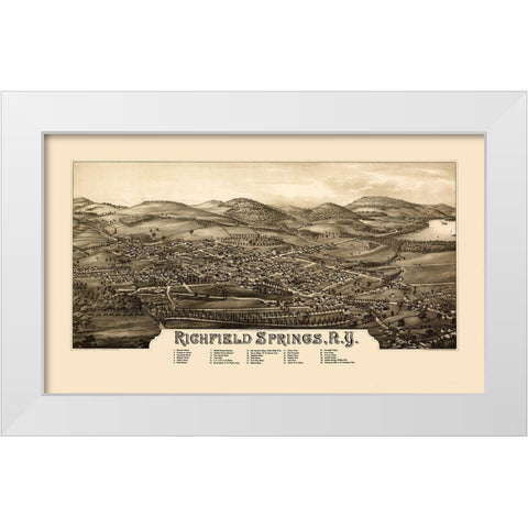 Richfield Springs New York - Burleigh 1885 White Modern Wood Framed Art Print by Burleigh