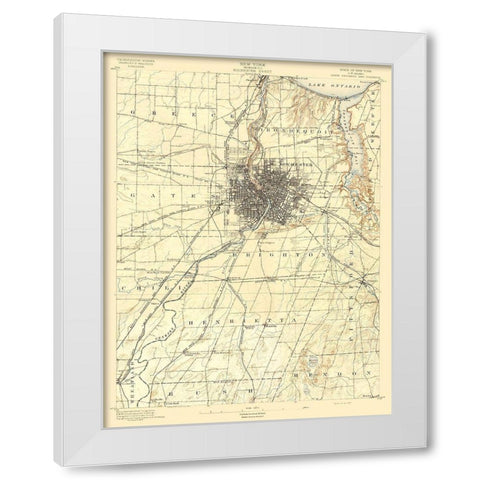 Rochester New York Sheet - USGS 1895 White Modern Wood Framed Art Print by USGS
