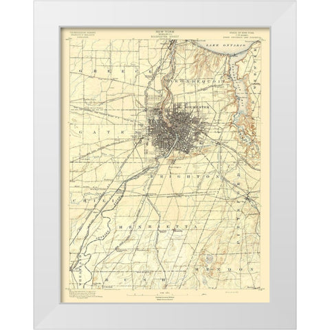 Rochester New York Sheet - USGS 1895 White Modern Wood Framed Art Print by USGS