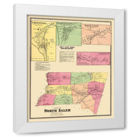 North Salem New York Landowner - Beers 1868 White Modern Wood Framed Art Print by Beers