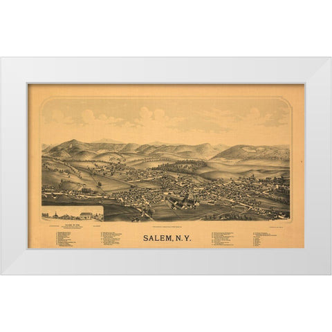 Salem New York - Burleigh 1889 White Modern Wood Framed Art Print by Burleigh