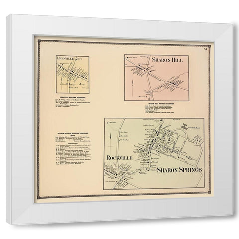 Sharon Springs New York Landowner - Beers 1866 White Modern Wood Framed Art Print by Beers