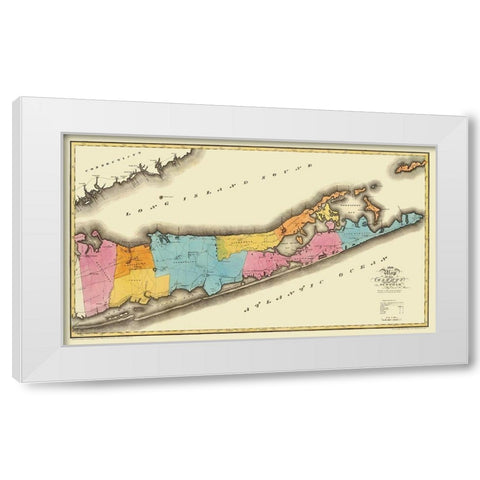 Suffolk New York - Burr 1829 White Modern Wood Framed Art Print by Burr
