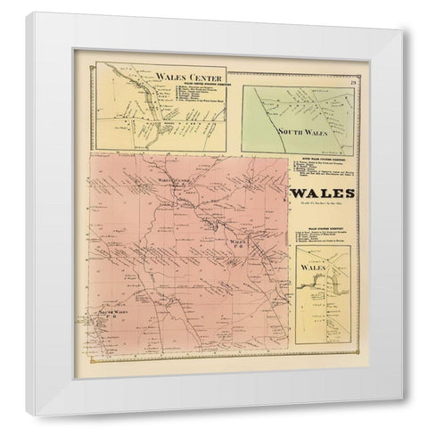 Wales New York Landowner - Stone 1866 White Modern Wood Framed Art Print by Stone