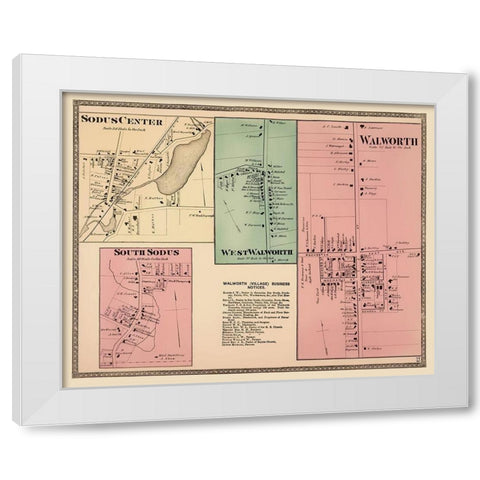 Walworth, West Walworth, Sodus New York Landowner White Modern Wood Framed Art Print by Beers