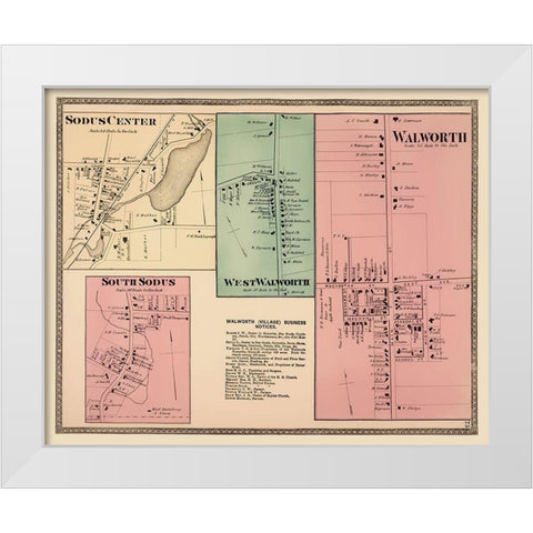 Walworth, West Walworth, Sodus New York Landowner White Modern Wood Framed Art Print by Beers