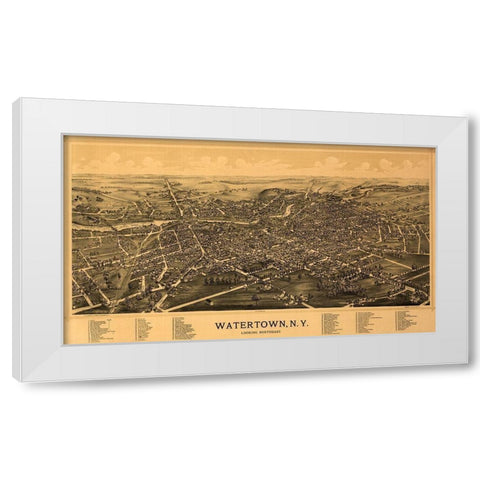Watertown New York - Burleigh 1891 White Modern Wood Framed Art Print by Burleigh