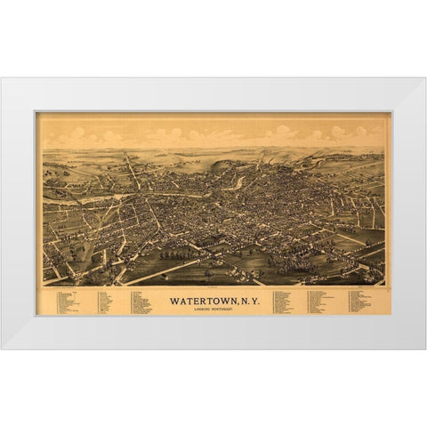 Watertown New York - Burleigh 1891 White Modern Wood Framed Art Print by Burleigh