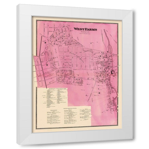 West Farms New York Landowner - Beers 1868 White Modern Wood Framed Art Print by Beers