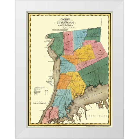 Westchester New York Landowner - Burr 1829 White Modern Wood Framed Art Print by Burr