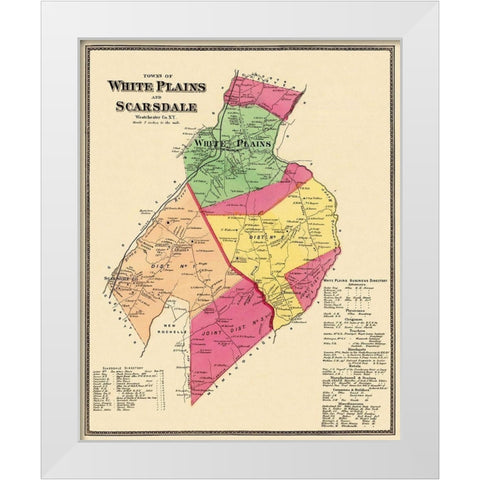 White Plains, Scarsdale New York Landowner White Modern Wood Framed Art Print by Beers