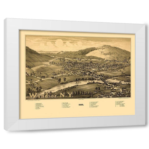 Windsor New York - Burleigh 1887 White Modern Wood Framed Art Print by Burleigh