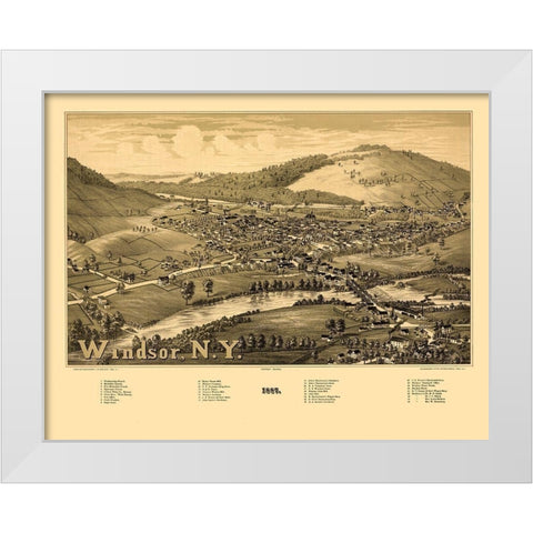 Windsor New York - Burleigh 1887 White Modern Wood Framed Art Print by Burleigh