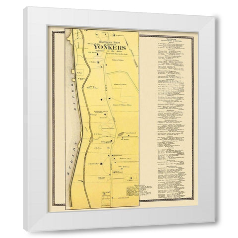 Yonkers, Northern New York Landowner - Beers 1868 White Modern Wood Framed Art Print by Beers