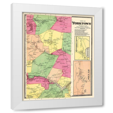 Yorktown New York Landowner - Beers 1868 White Modern Wood Framed Art Print by Beers