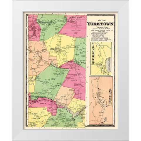 Yorktown New York Landowner - Beers 1868 White Modern Wood Framed Art Print by Beers