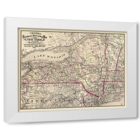 New York - Cram 1875 White Modern Wood Framed Art Print by Cram