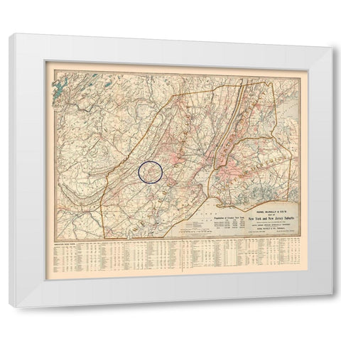 New York -1895 White Modern Wood Framed Art Print by Unknown
