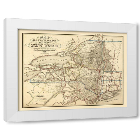 New York Railroads - Seymour 1857 White Modern Wood Framed Art Print by Seymour