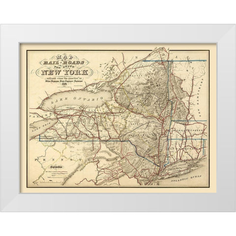 New York Railroads - Seymour 1857 White Modern Wood Framed Art Print by Seymour