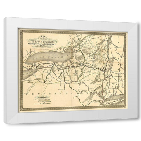 New York Railroads- Clark 1855 White Modern Wood Framed Art Print by Clark