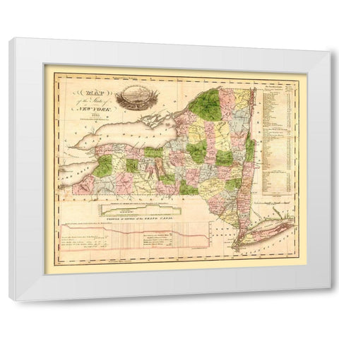 New York - Andrus 1833 White Modern Wood Framed Art Print by Andrus