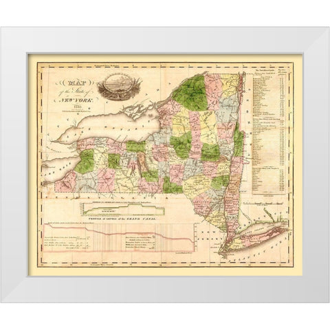 New York - Andrus 1833 White Modern Wood Framed Art Print by Andrus