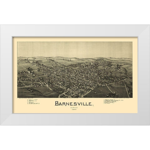 Barnesville Ohio - Fowler 1899 White Modern Wood Framed Art Print by Fowler