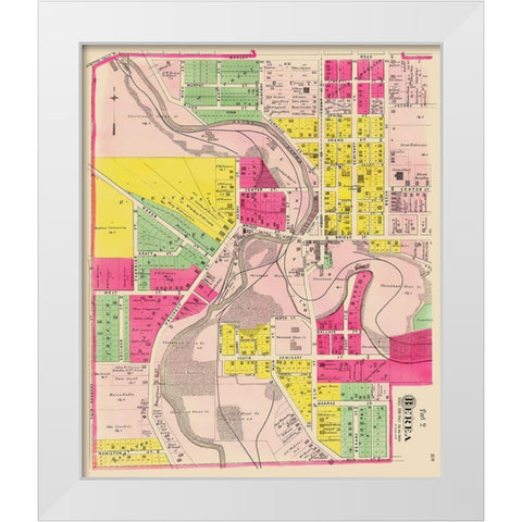 Berea Ohio - Cram 1892 White Modern Wood Framed Art Print by Cram