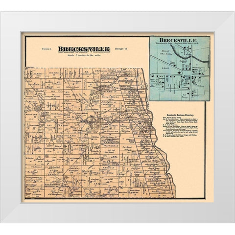 Brecksville Ohio Landowner - Titus 1874- 26 x 23 White Modern Wood Framed Art Print by Titus