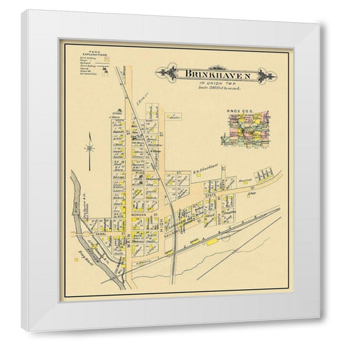 Brinkhaven Ohio Landowner - Cadwell 1896 White Modern Wood Framed Art Print by Cadwell