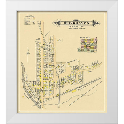 Brinkhaven Ohio Landowner - Cadwell 1896 White Modern Wood Framed Art Print by Cadwell