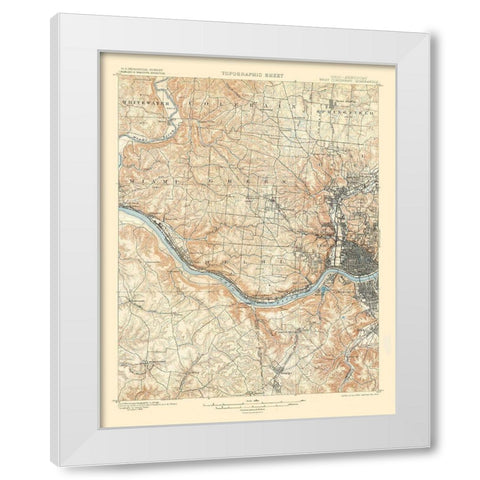Cincinnati West Ohio Kentucky Quad - USGS 1900 White Modern Wood Framed Art Print by USGS