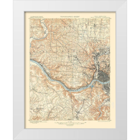 Cincinnati West Ohio Kentucky Quad - USGS 1900 White Modern Wood Framed Art Print by USGS