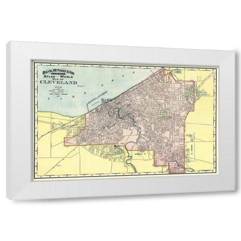 Cleveland Ohio - Rand McNally 1897 White Modern Wood Framed Art Print by Rand McNally