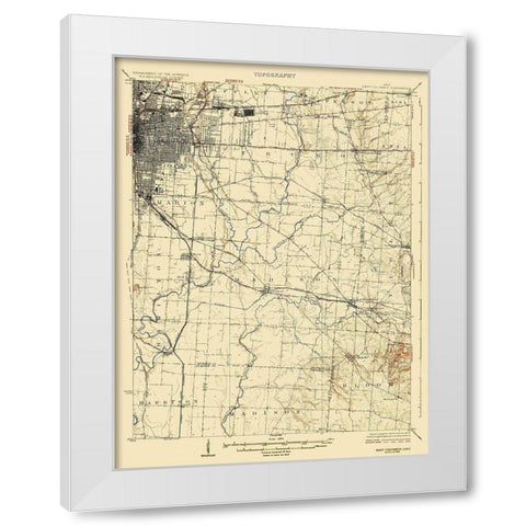 Coloumbus East Ohio Quad - USGS 1925 White Modern Wood Framed Art Print by USGS