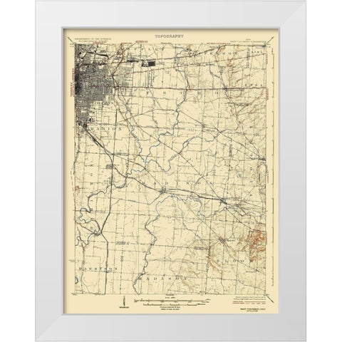 Coloumbus East Ohio Quad - USGS 1925 White Modern Wood Framed Art Print by USGS