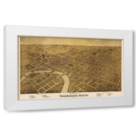Columbus Ohio - Strobridge 1872 White Modern Wood Framed Art Print by Strobridge