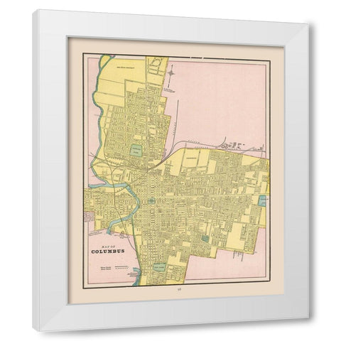 Columbus Ohio - Cram 1892 White Modern Wood Framed Art Print by Cram