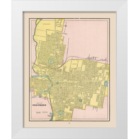 Columbus Ohio - Cram 1892 White Modern Wood Framed Art Print by Cram