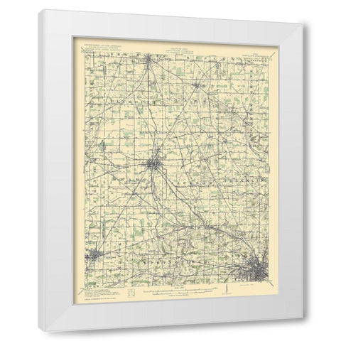 Crestline Ohio Quad - USGS 1915 White Modern Wood Framed Art Print by USGS