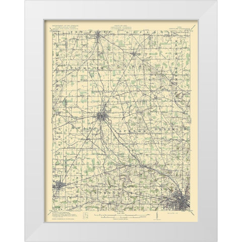 Crestline Ohio Quad - USGS 1915 White Modern Wood Framed Art Print by USGS