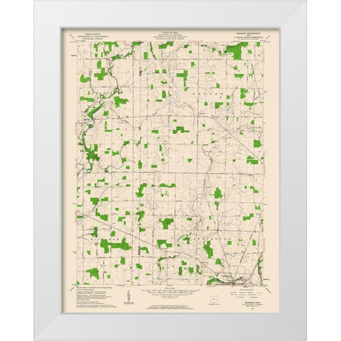 Denmark Ohio Quad - USGS 1961 White Modern Wood Framed Art Print by USGS