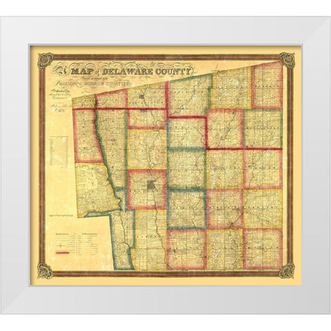 Delaware County Ohio - Eaton 1849 White Modern Wood Framed Art Print by Eaton