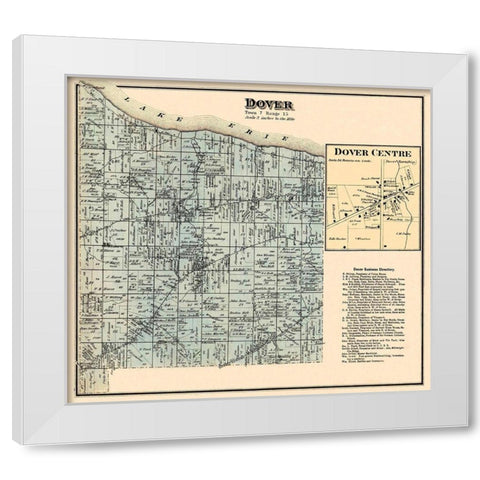 Dover Ohio Landowner - Titus 1876 White Modern Wood Framed Art Print by Titus