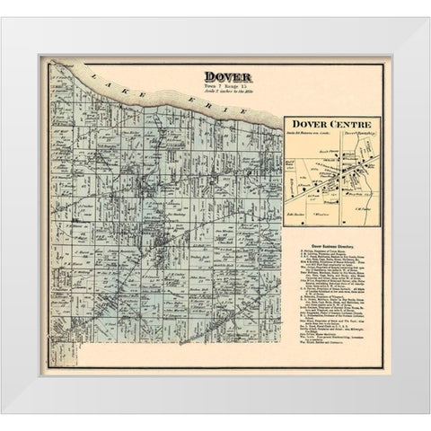 Dover Ohio Landowner - Titus 1876 White Modern Wood Framed Art Print by Titus