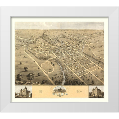 Elyria Ohio - Huger 1868 White Modern Wood Framed Art Print by Huger