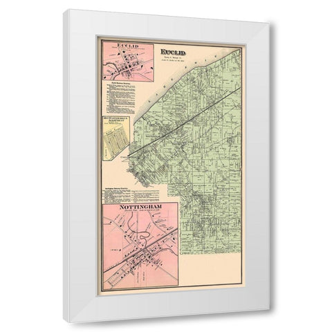 Euclid Ohio Landowner - Cram 1874 White Modern Wood Framed Art Print by Cram